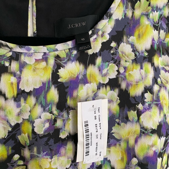 J. Crew NWT Cap Sleeve Dress Clover Floral Neon - Picture 6 of 11